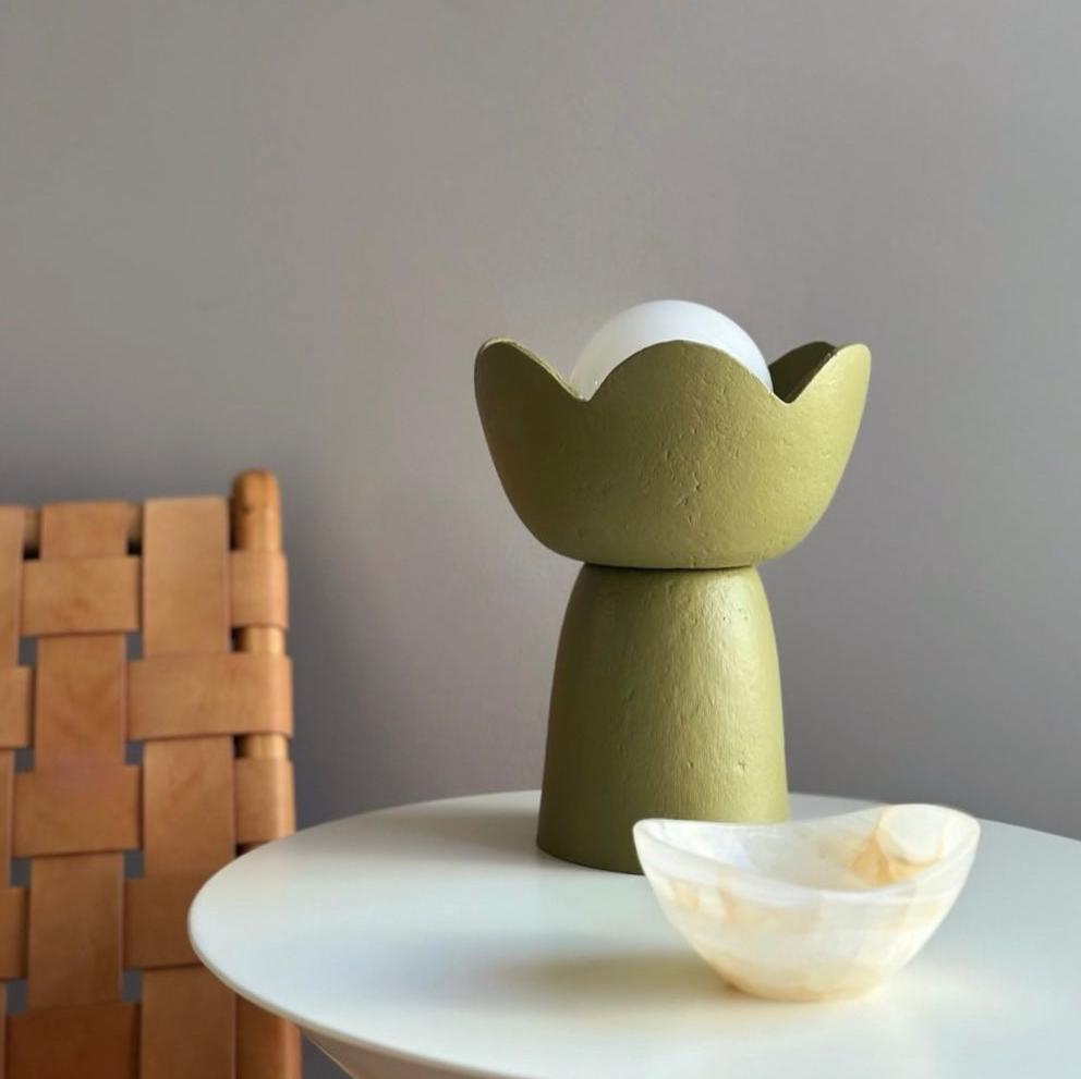Lotus Table Lamp - olive green