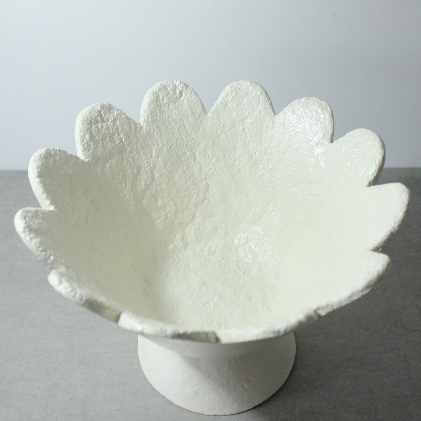 Scalloped pedestal vessel - oatmeal