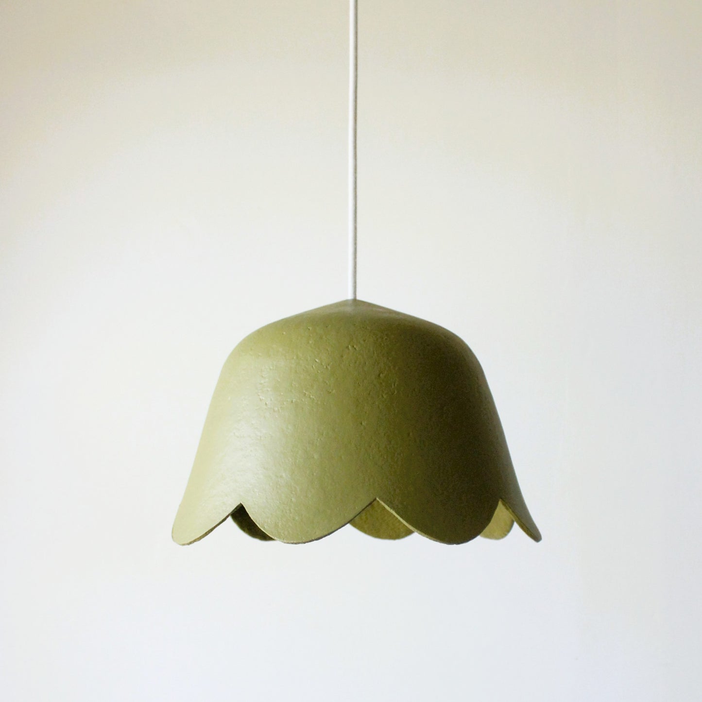 Bellflower paper clay pendant light olive green