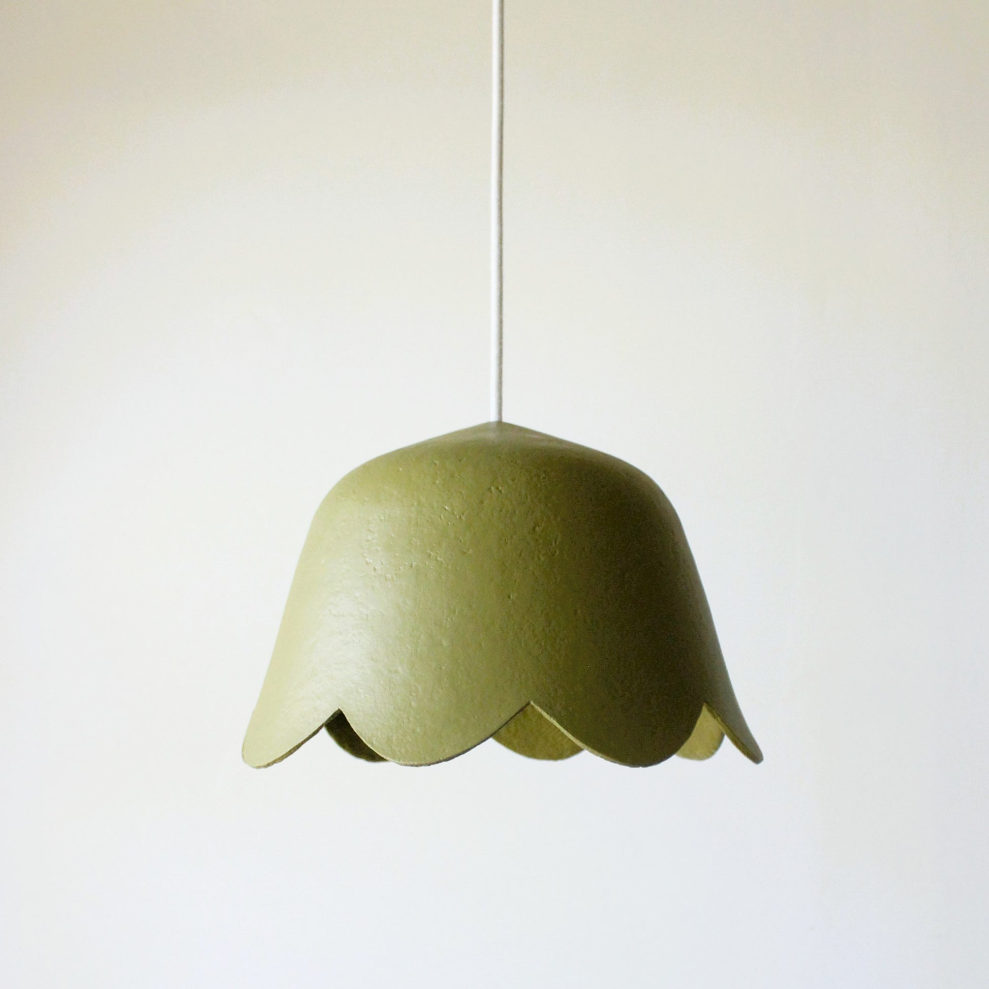 Bellflower paper clay pendant light olive green