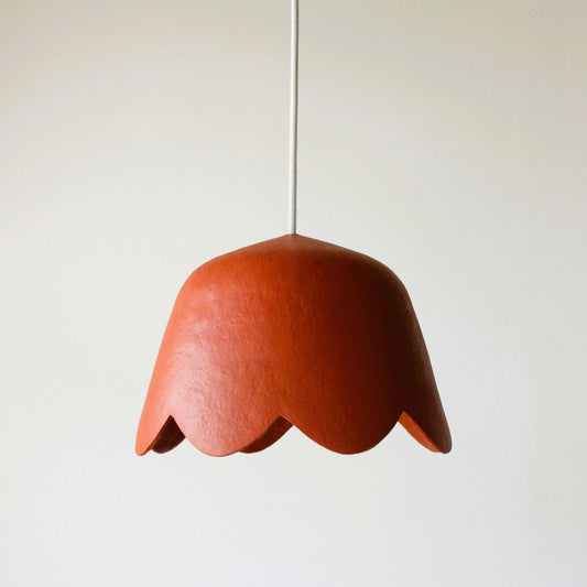 Bellflower paper clay pendant light sienna