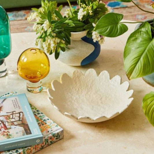 Scalloped dish large - oatmeal