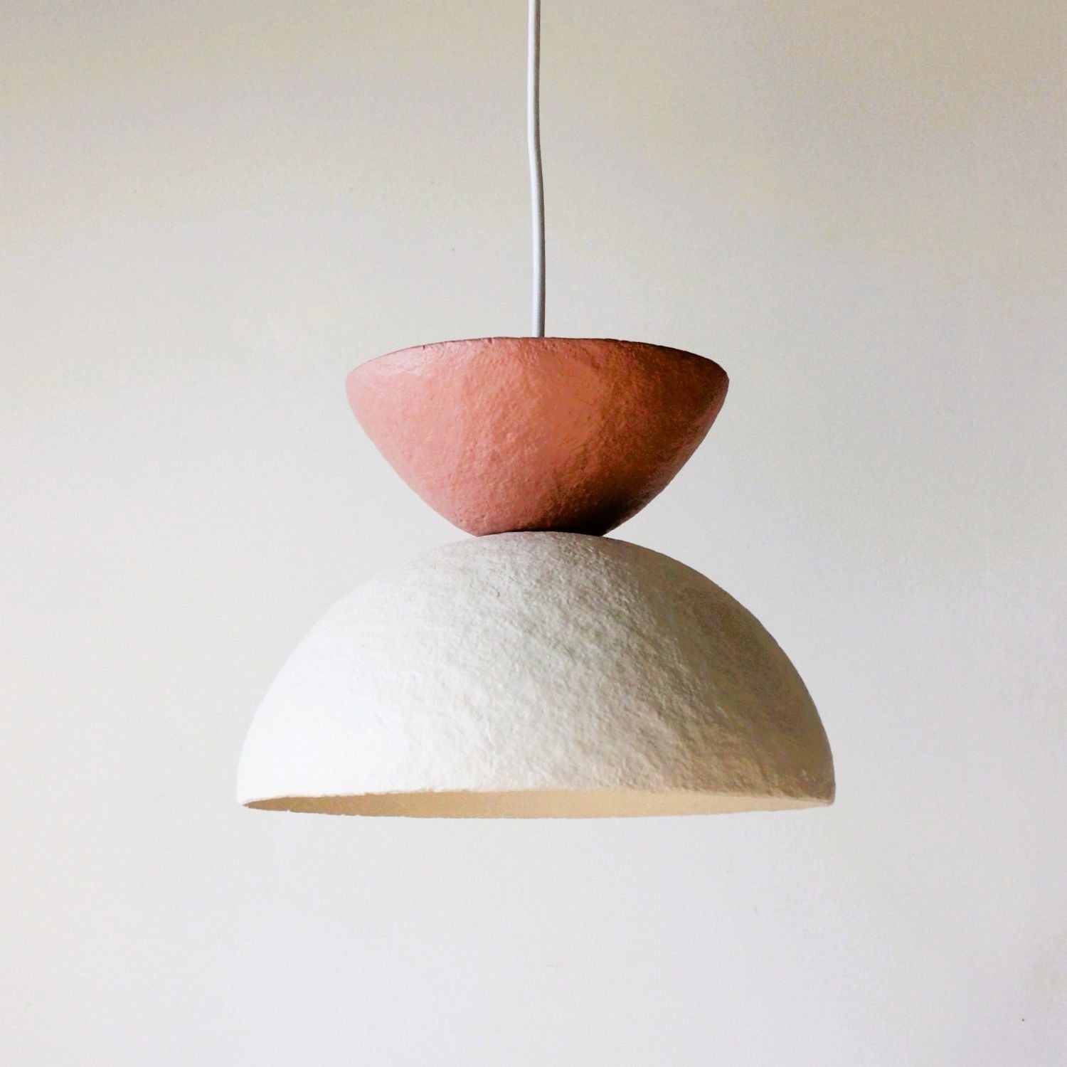 Hourglass pendant light 1 blush oatmeal