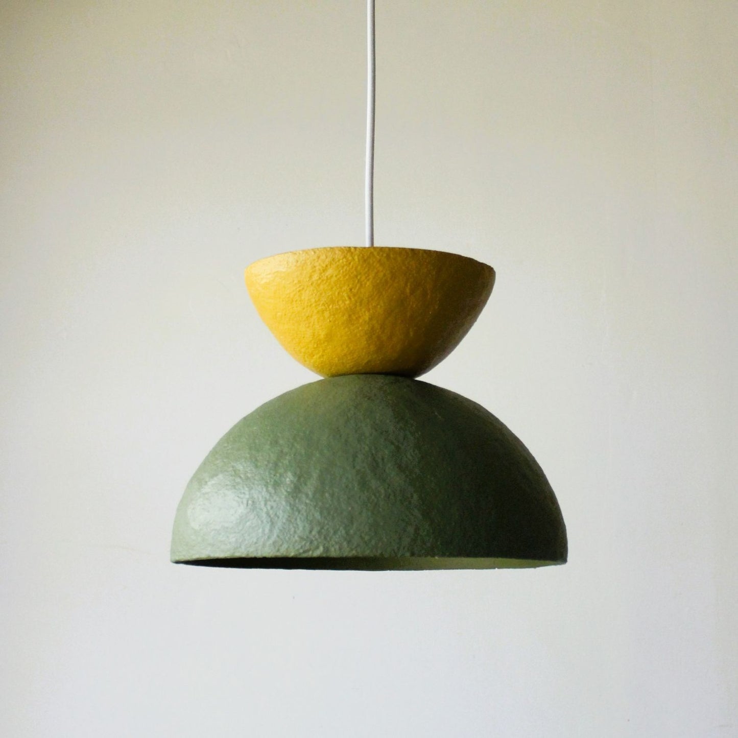 Hourglass pendant light 1 mustard forest green
