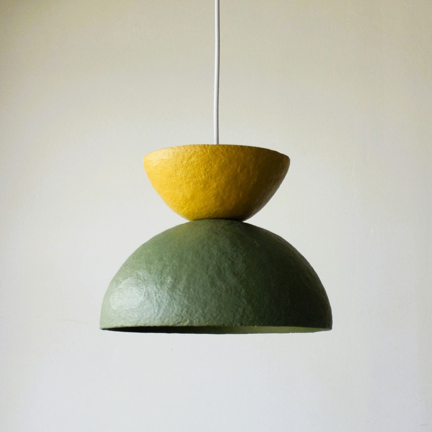 Hourglass pendant light 1 mustard forest green