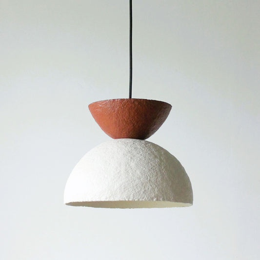 Hourglass pendant light 1 red earth oatmeal