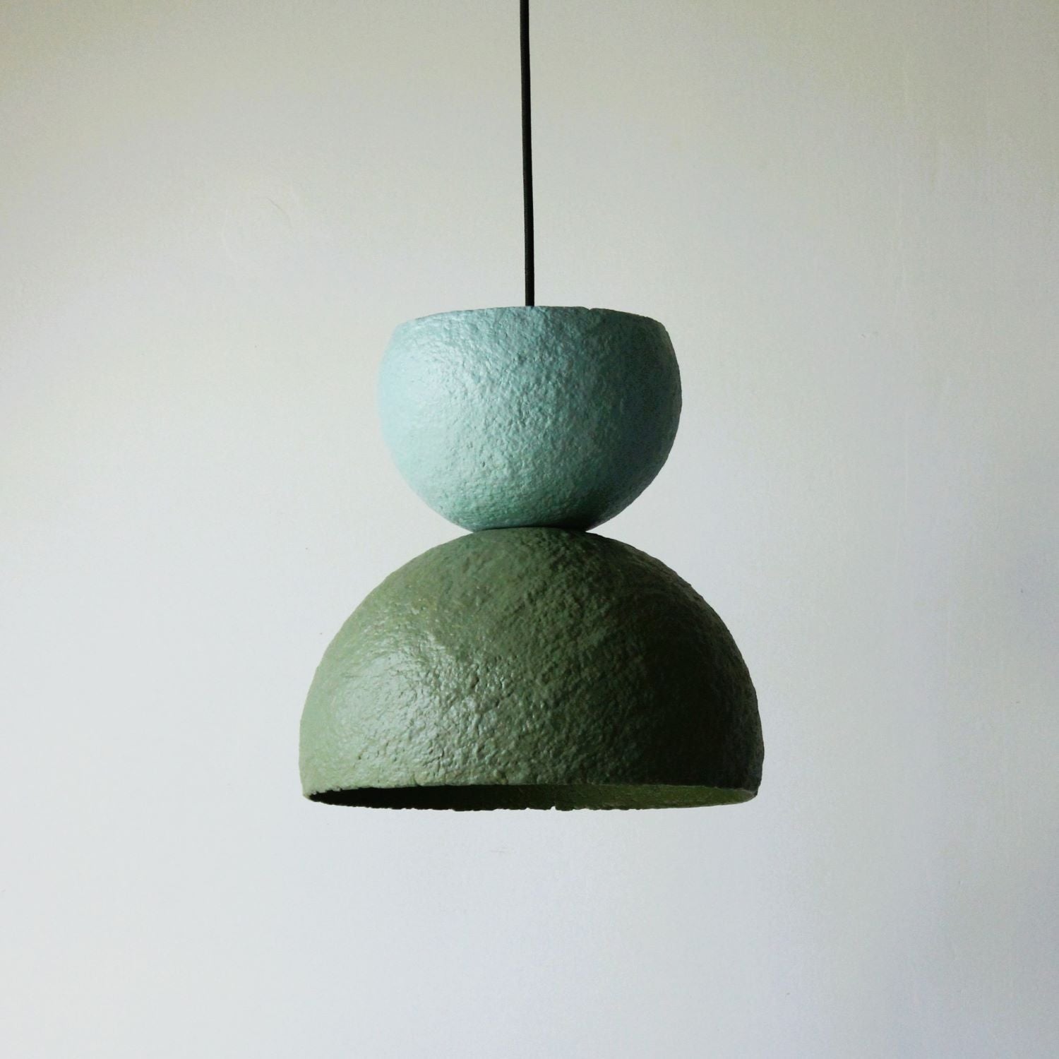 Hourglass pendant light 2 lagoon blue forest green