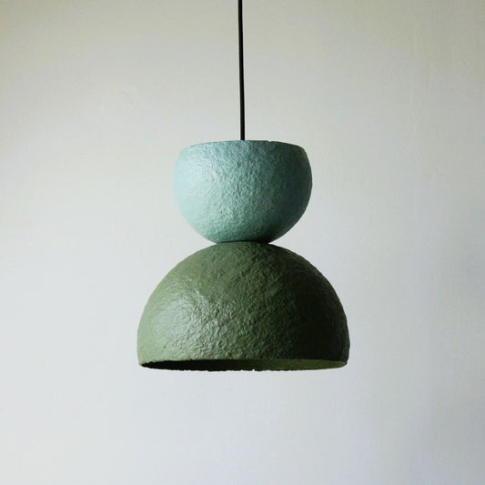 Hourglass pendant light 2 lagoon blue forest green