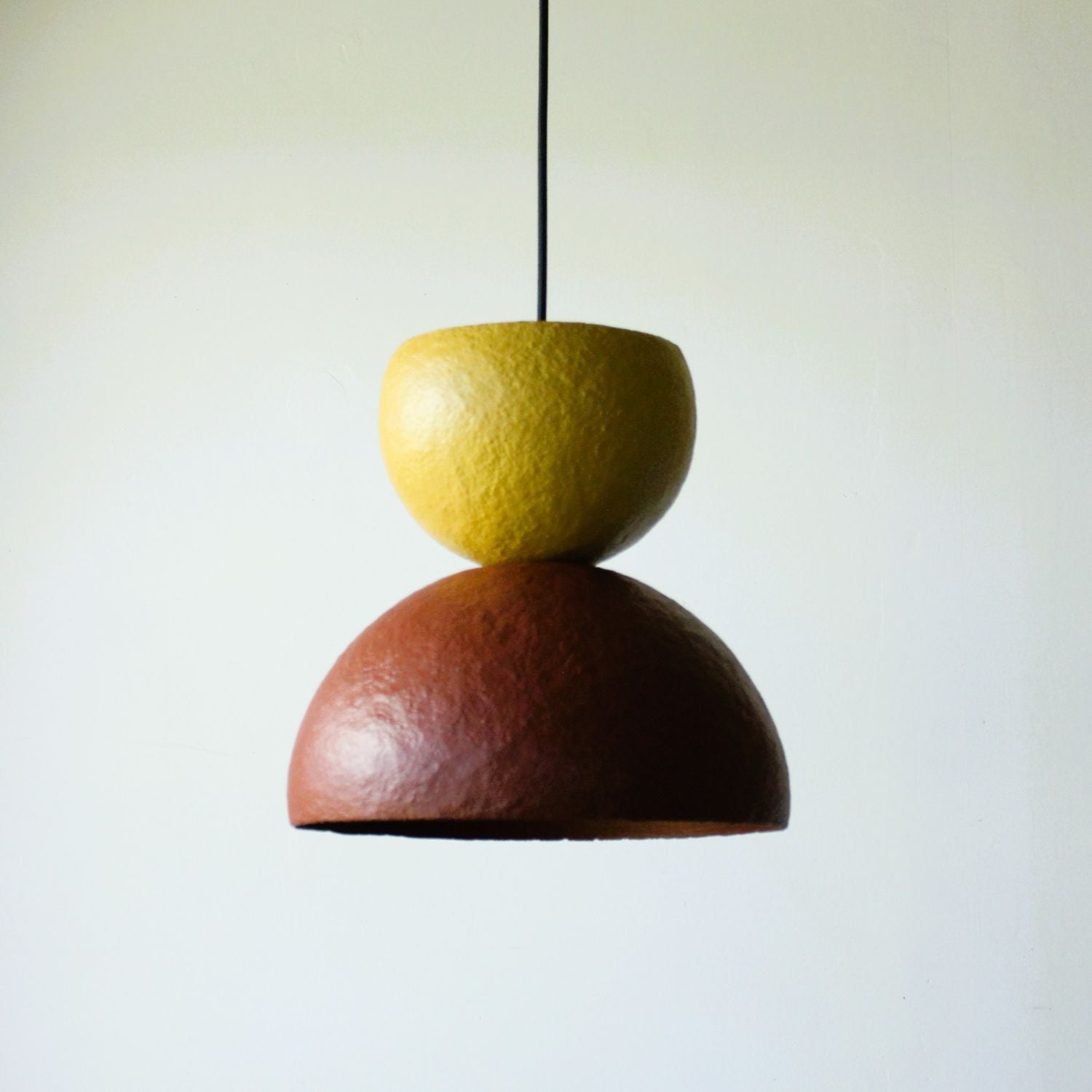 Hourglass pendant light 2 mustard red earth