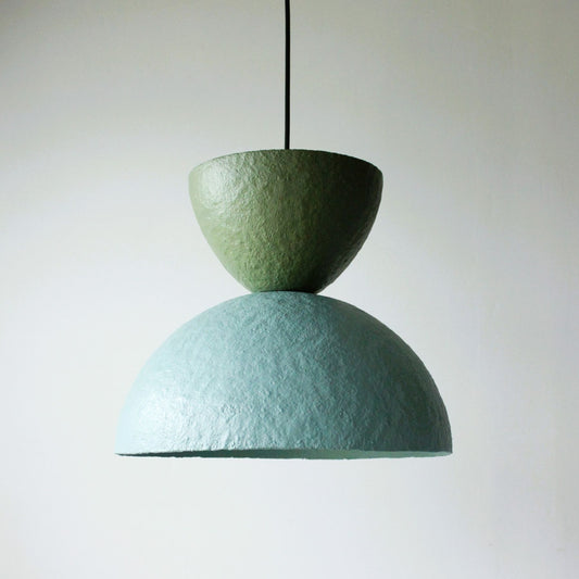 Hourglass pendant light 3 forest green lagoon blue