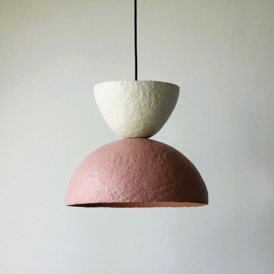 Hourglass pendant light 3 oatmeal blush