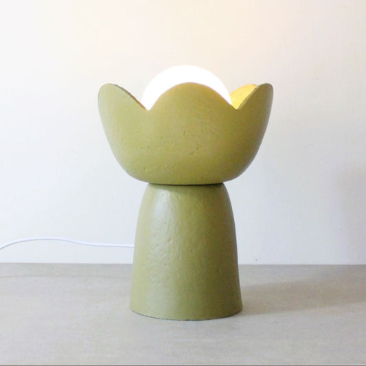 Lotus Uplight Table Lamp - olive green