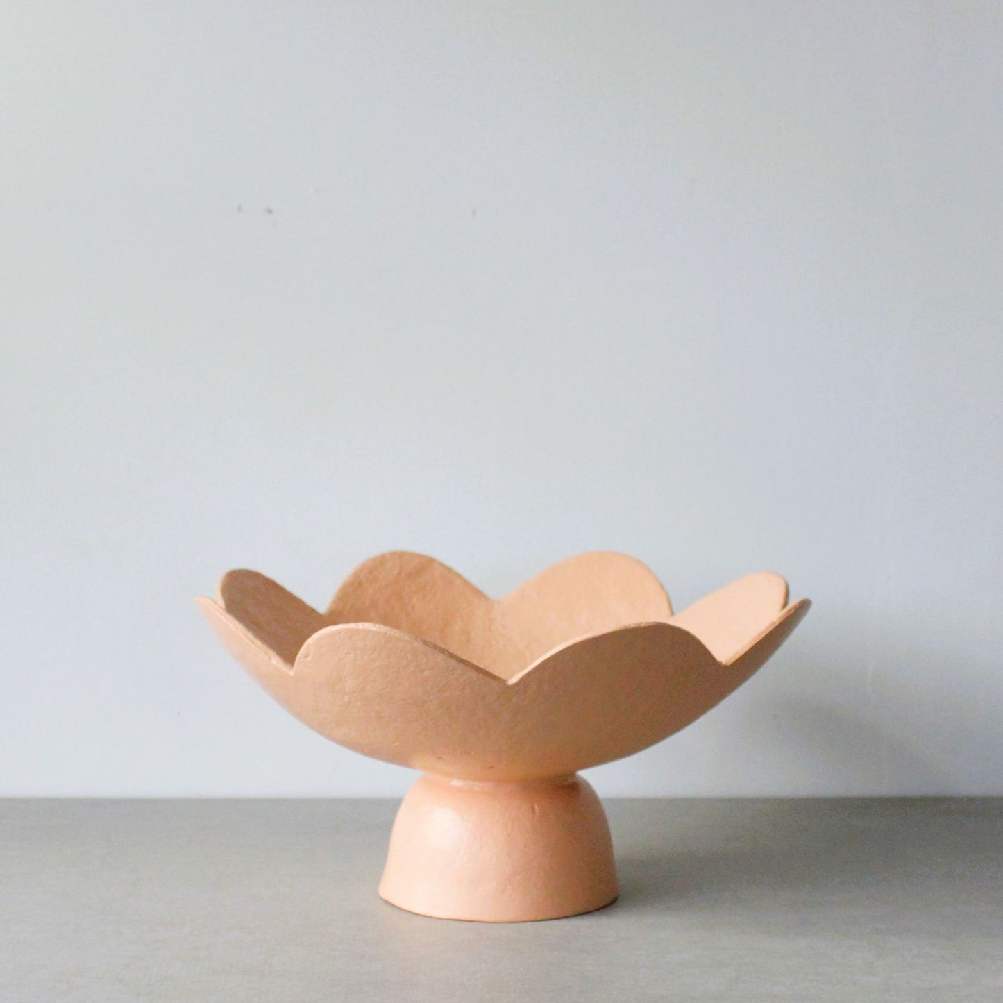 Scalloped Pedestal Bowl - Apricot