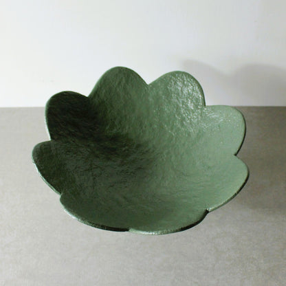 Scalloped Pedestal Bowl - Forest Green