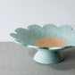 Scalloped pedestal bowl - duck egg blue