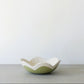 scalloped paper clay dish in oatmeal and olive 2ocm diameter 6cm high